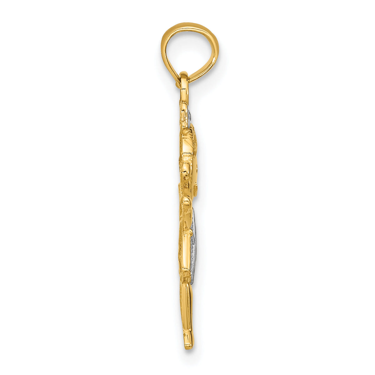 14K Textured w/Rhodium Girl Charm-K9244