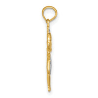 14K Textured w/Rhodium Girl Charm-K9244