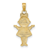 14K Textured w/Rhodium Girl Charm-K9244