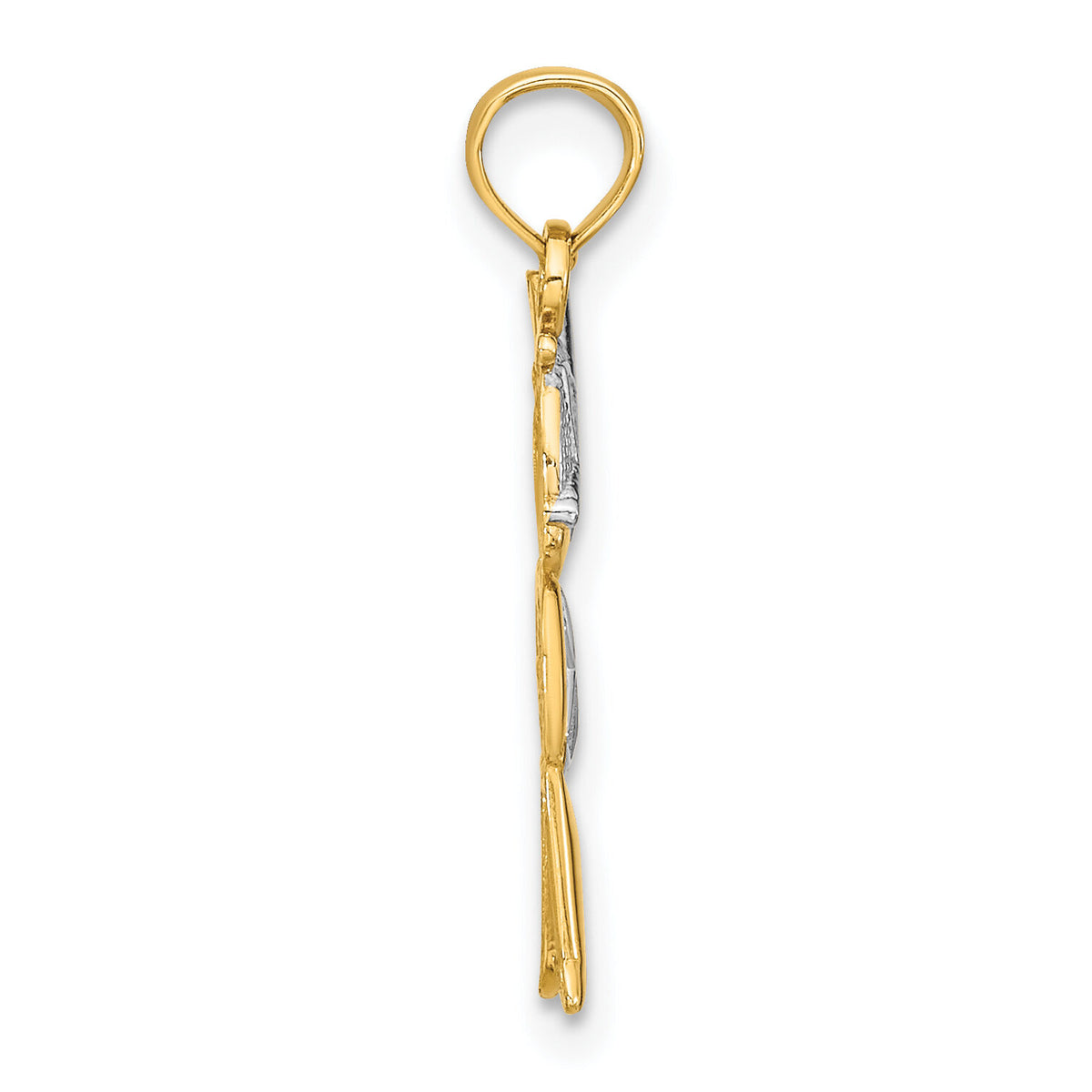 14K Textured w/Rhodium Boy Charm-K9245