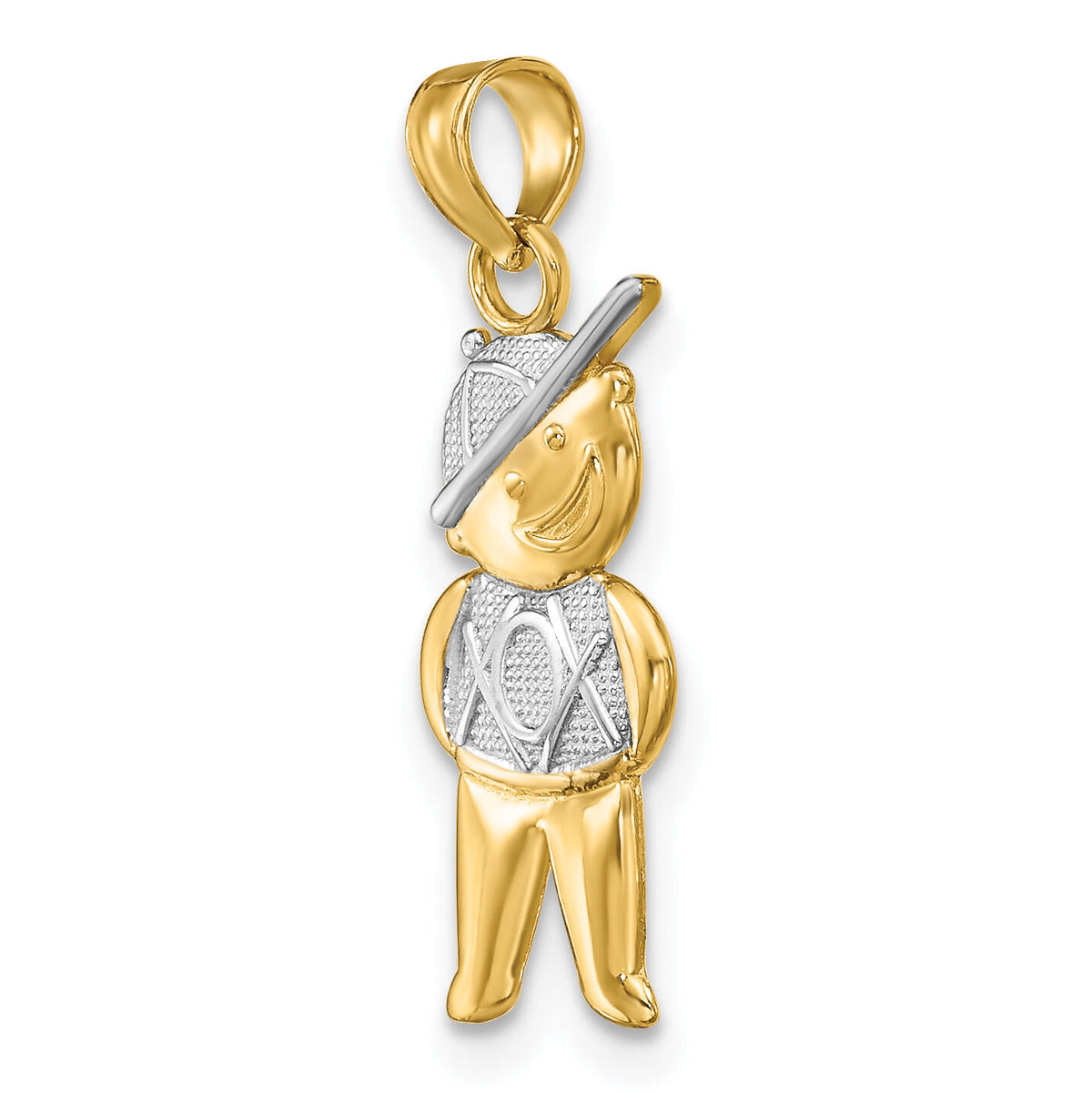 14K Textured w/Rhodium Boy Charm-K9245