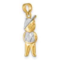 14K Textured w/Rhodium Boy Charm-K9245