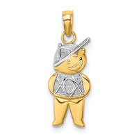 14K Textured w/Rhodium Boy Charm-K9245