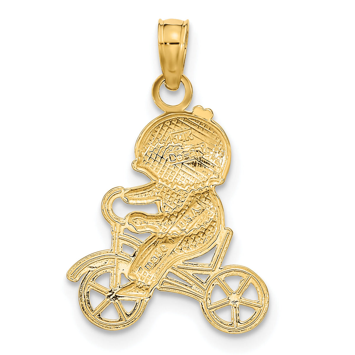 14k w/Rhodium Little Boy On Bicycle Charm-K9246