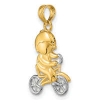 14k w/Rhodium Little Boy On Bicycle Charm-K9246