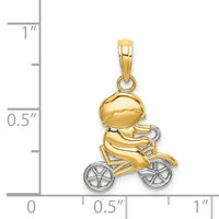 14k w/Rhodium Little Boy On Bicycle Charm-K9246