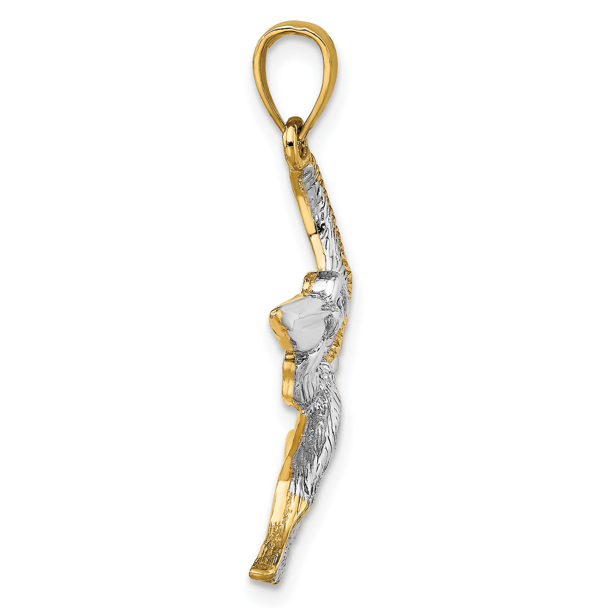 14K with White Rhodium Flying Pelican Charm-K9247