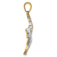 14K with White Rhodium Flying Pelican Charm-K9247