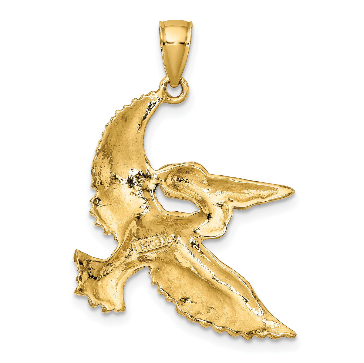 14K with White Rhodium Flying Pelican Charm-K9247