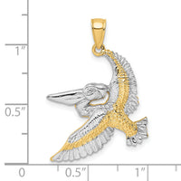 14K with White Rhodium Flying Pelican Charm-K9247