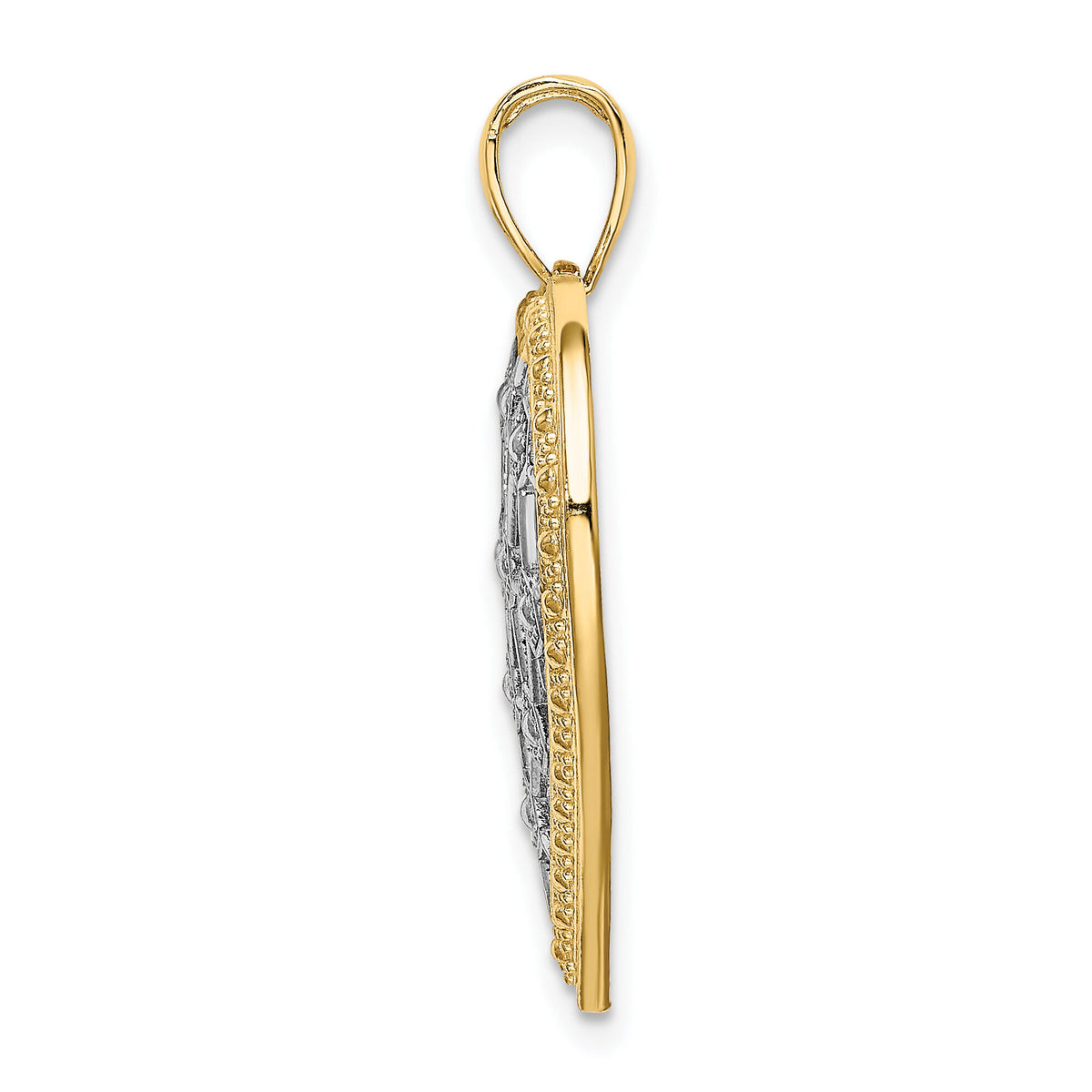 14k w/Rhodium Lattice Center Heart Charm-K9255