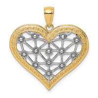14k w/Rhodium Lattice Center Heart Charm-K9255
