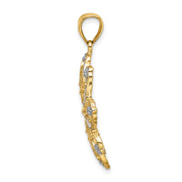 14K w/ Rhodium D/C Flower Charm-K9256