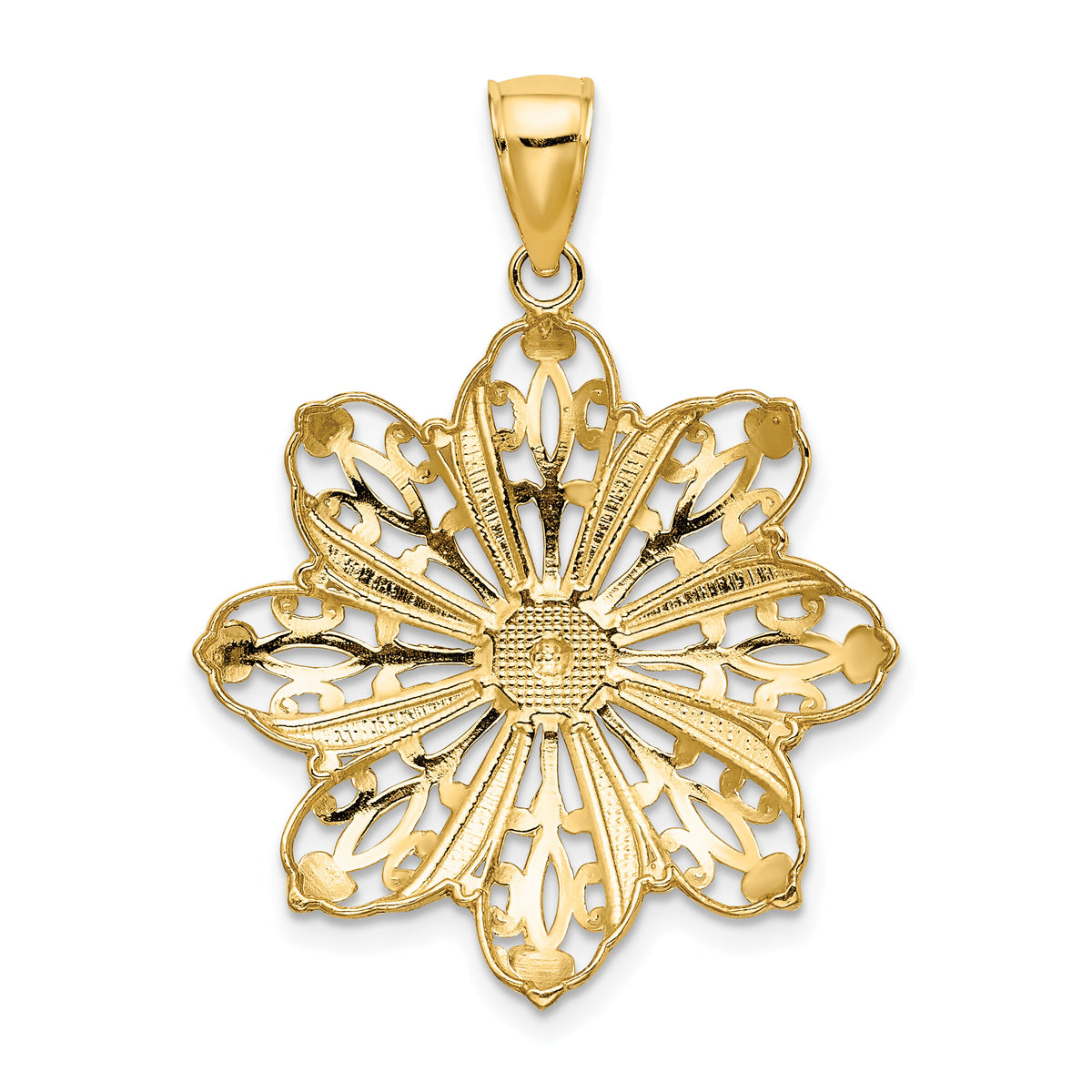 14K w/ Rhodium D/C Flower Charm-K9256