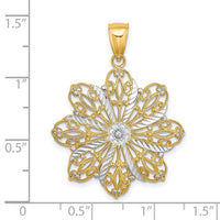 14K w/ Rhodium D/C Flower Charm-K9256