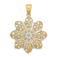 14K w/ Rhodium D/C Flower Charm-K9256