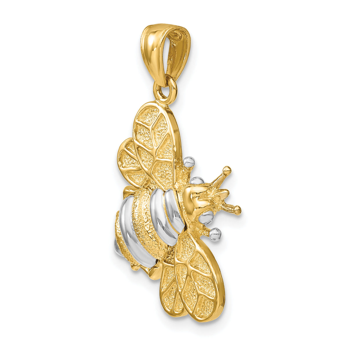 14k White Rhodium 3-D Bumblebee Charm-K9257