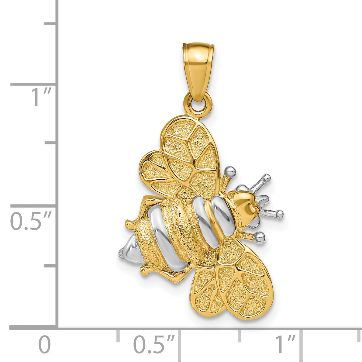 14k White Rhodium 3-D Bumblebee Charm-K9257