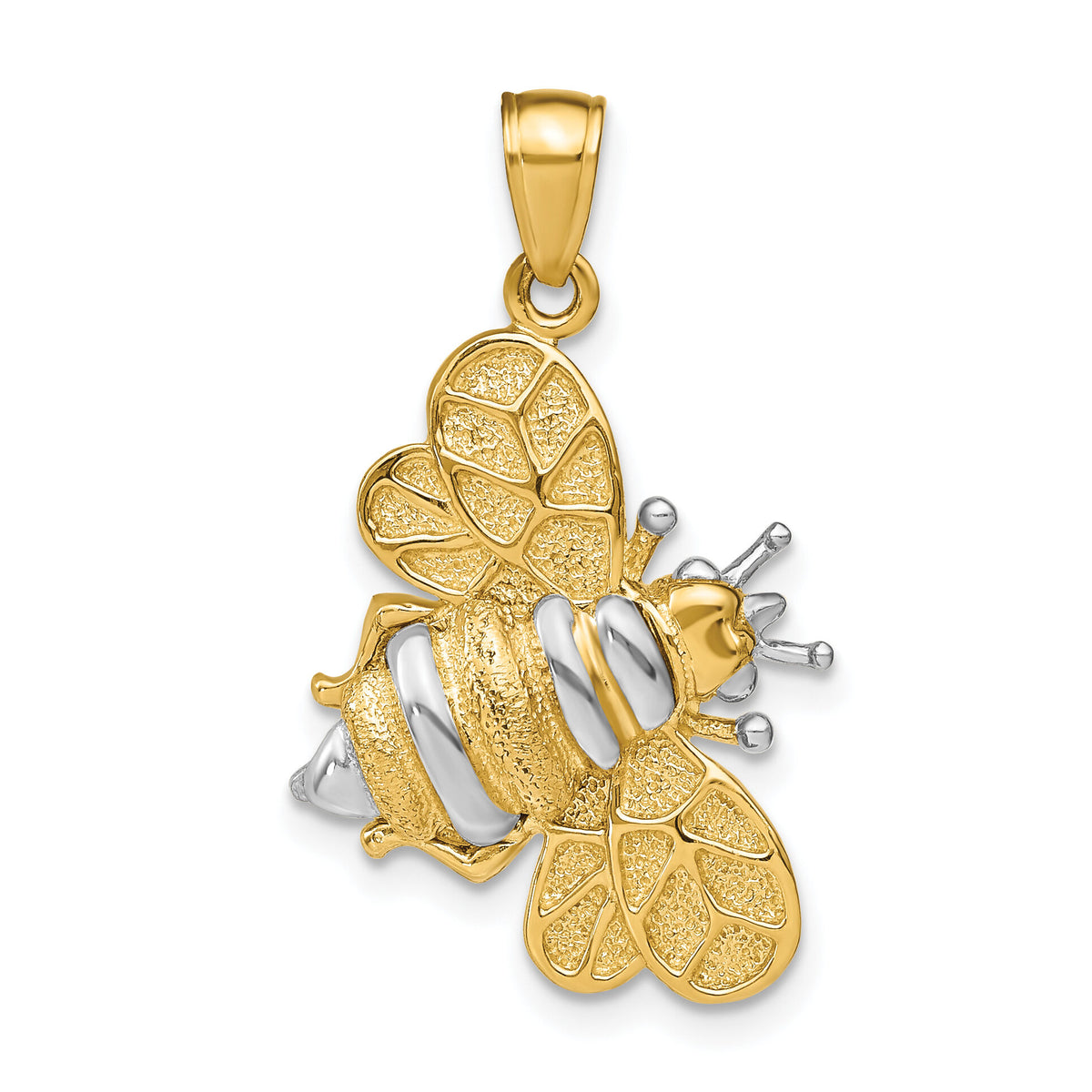 14k White Rhodium 3-D Bumblebee Charm-K9257