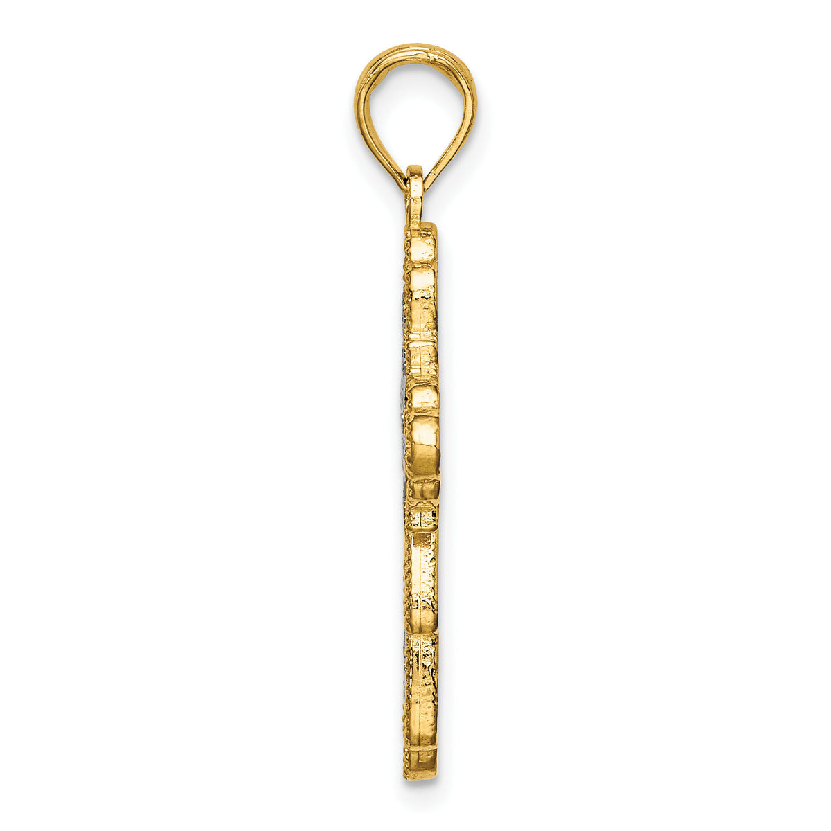 14K W/ Rhodium Lace Trim Cross Charm-K9259
