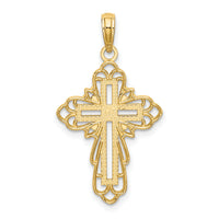 14K W/ Rhodium Lace Trim Cross Charm-K9259