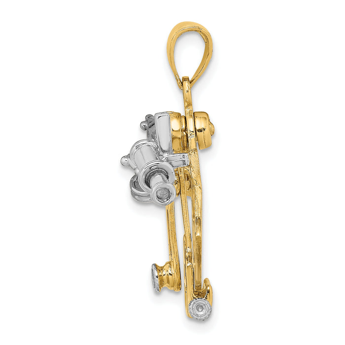 14k Two-tone 3-D Moveable Sextant Charm-K9260