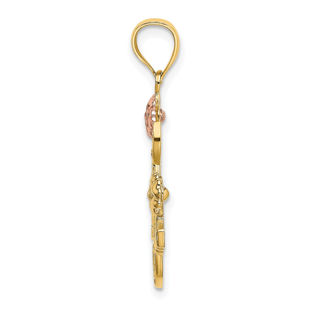 14k Two-tone w/White Rhodium I LOVE YOU w/Flowers Charm-K9261