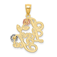 14k Two-tone w/White Rhodium I LOVE YOU w/Flowers Charm-K9261