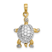 14K with White Rhodium 3-D Land Turtle W/ Moveable Head Charm-K9267