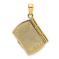 14K w/Rhodium 3-D Footprints Book W/ Prayer Inside Charm-K9271