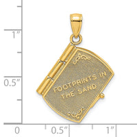 14K w/Rhodium 3-D Footprints Book W/ Prayer Inside Charm-K9271