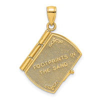 14K w/Rhodium 3-D Footprints Book W/ Prayer Inside Charm-K9271