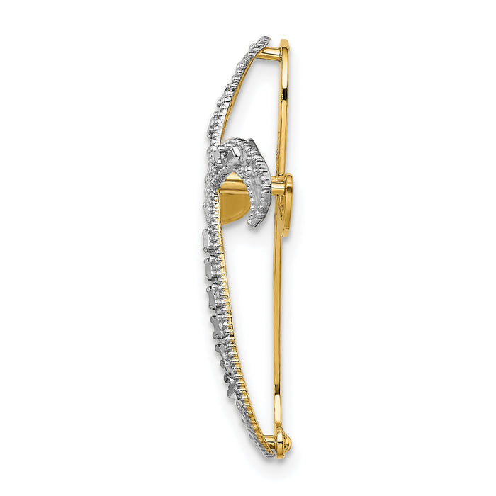 14K w/Rhodium Diamond-Cut Twisted Cross Charm-K9272