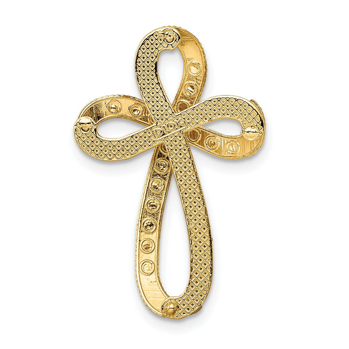 14K w/Rhodium Diamond-Cut Twisted Cross Charm-K9272
