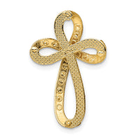 14K w/Rhodium Diamond-Cut Twisted Cross Charm-K9272