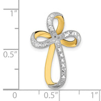14K w/Rhodium Diamond-Cut Twisted Cross Charm-K9272