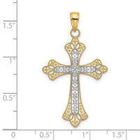 14K W/ Rhodium Scalloped Edges Cross Charm-K9274