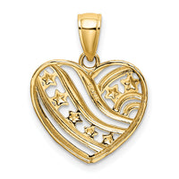 14k w/Rhodium Stars and Stripes Heart Charm-K9277