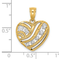 14k w/Rhodium Stars and Stripes Heart Charm-K9277