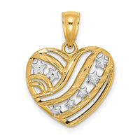 14k w/Rhodium Stars and Stripes Heart Charm-K9277