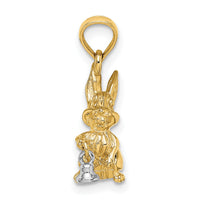 14k Two-Tone Moveable 3-D Bunny Rabbit Charm-K9279