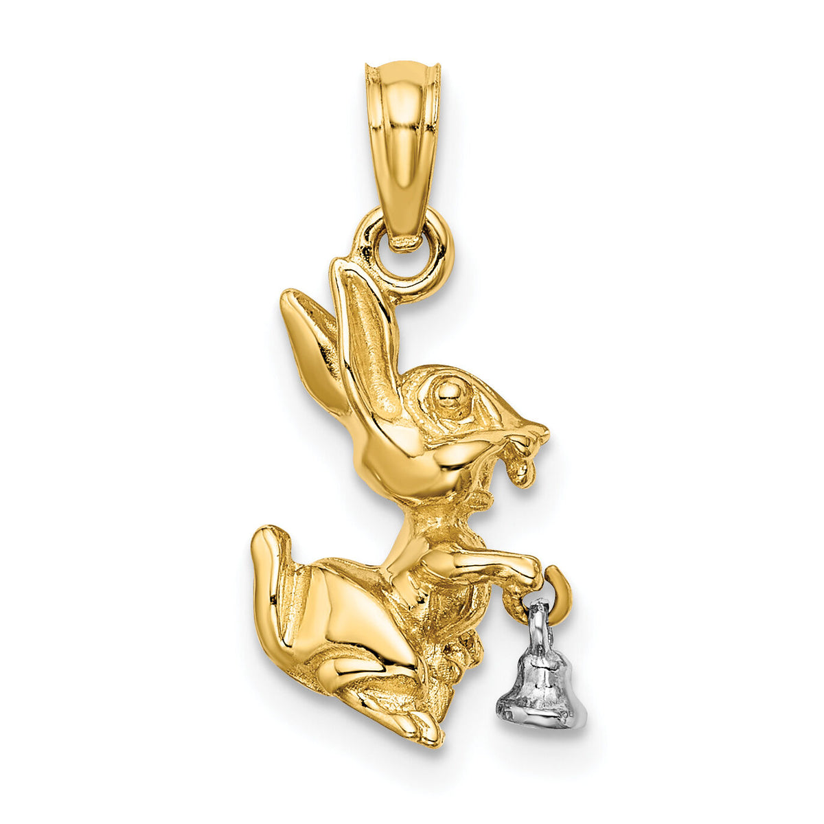 14k Two-Tone Moveable 3-D Bunny Rabbit Charm-K9279