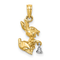 14k Two-Tone Moveable 3-D Bunny Rabbit Charm-K9279
