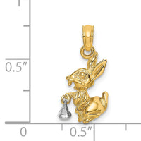 14k Two-Tone Moveable 3-D Bunny Rabbit Charm-K9279