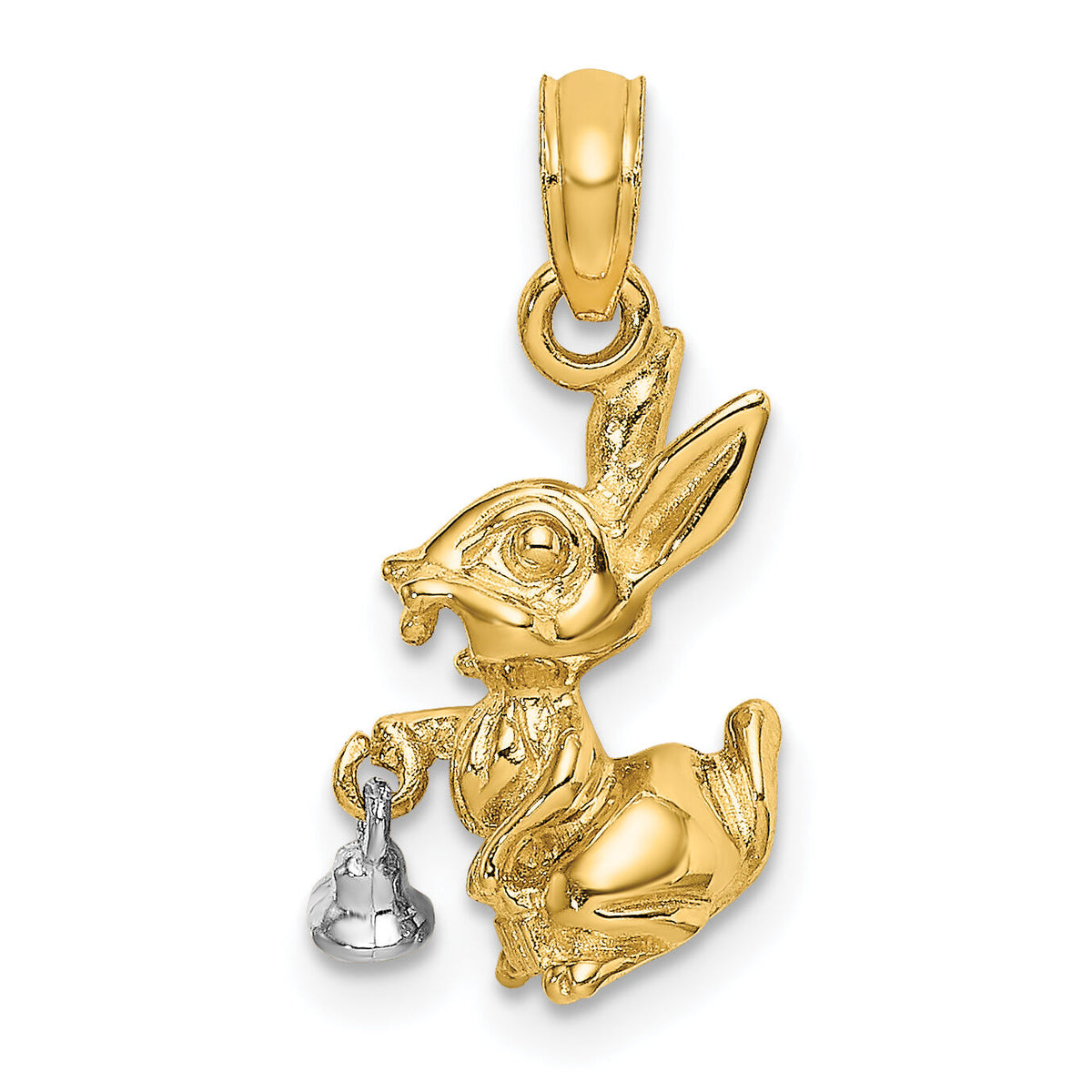 14k Two-Tone Moveable 3-D Bunny Rabbit Charm-K9279