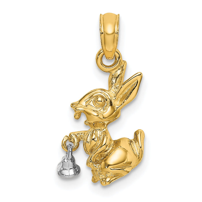 14k Two-Tone Moveable 3-D Bunny Rabbit Charm-K9279