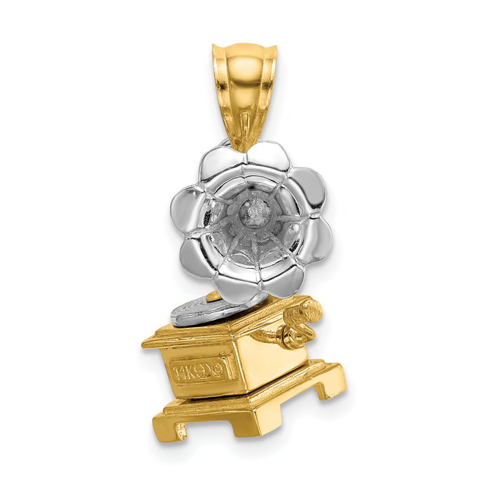 14K Two-Tone 3-D Moveable Phonograph Charm-K9281