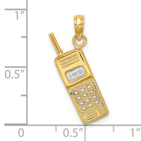14K w/ Rhodium 3-D Cell Phone Charm-K9283
