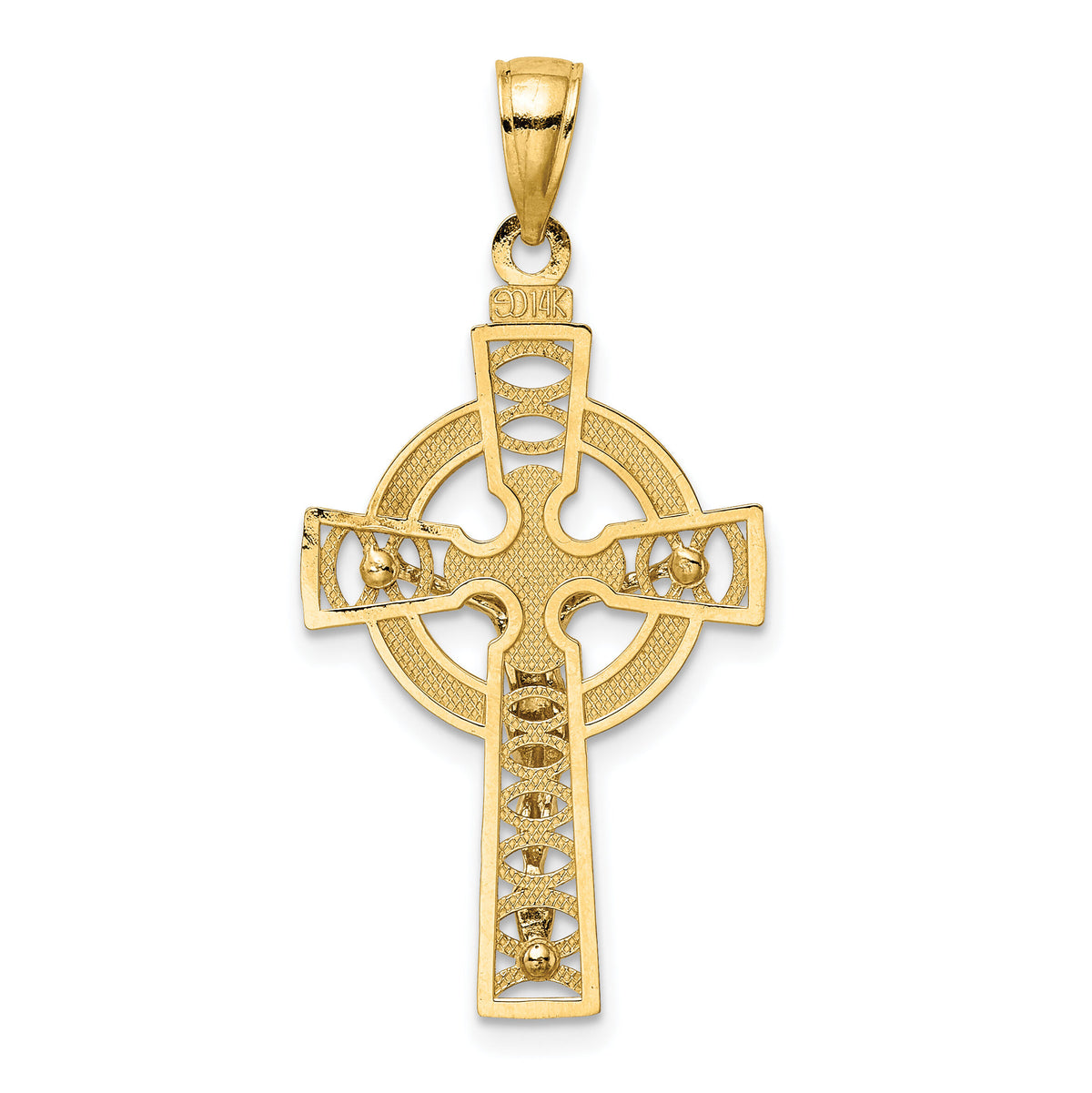 14k Two-tone Celtic Crucifix w/ Eternity Circle Charm-K9285