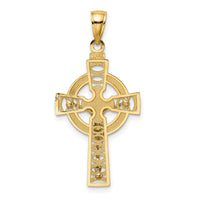 14k Two-tone Celtic Crucifix w/ Eternity Circle Charm-K9285